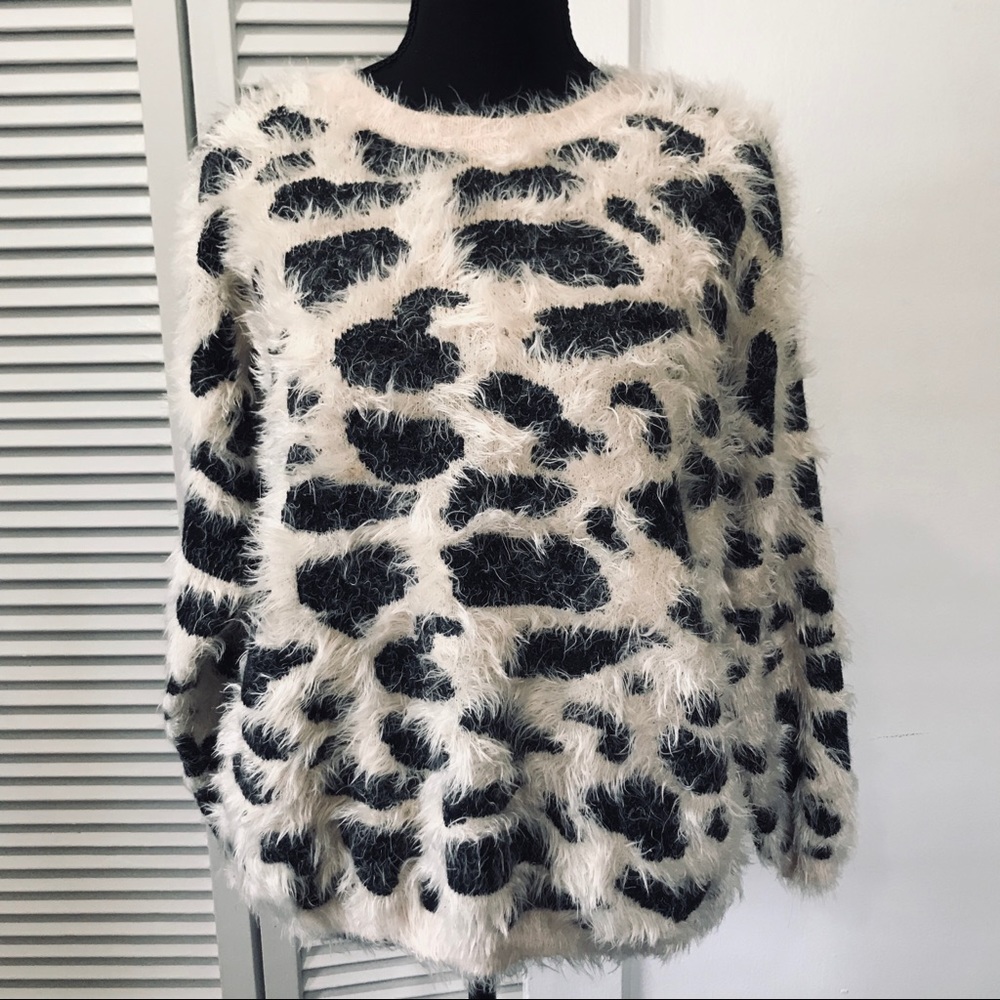 Fuzzy Animal Print Sweater